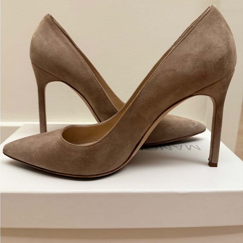 Manolo Blahnik Tan Suede Stiletto BB 105 size 38